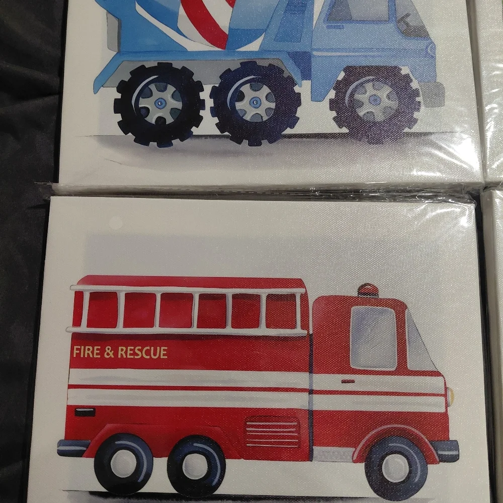 Kids Construction Vehicle Canvas Art Set - Picture 4 of 7